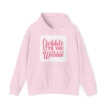 S Light Pink Gobble Til You Wobble Thanksgiving Hoodie from HoodySZN.com