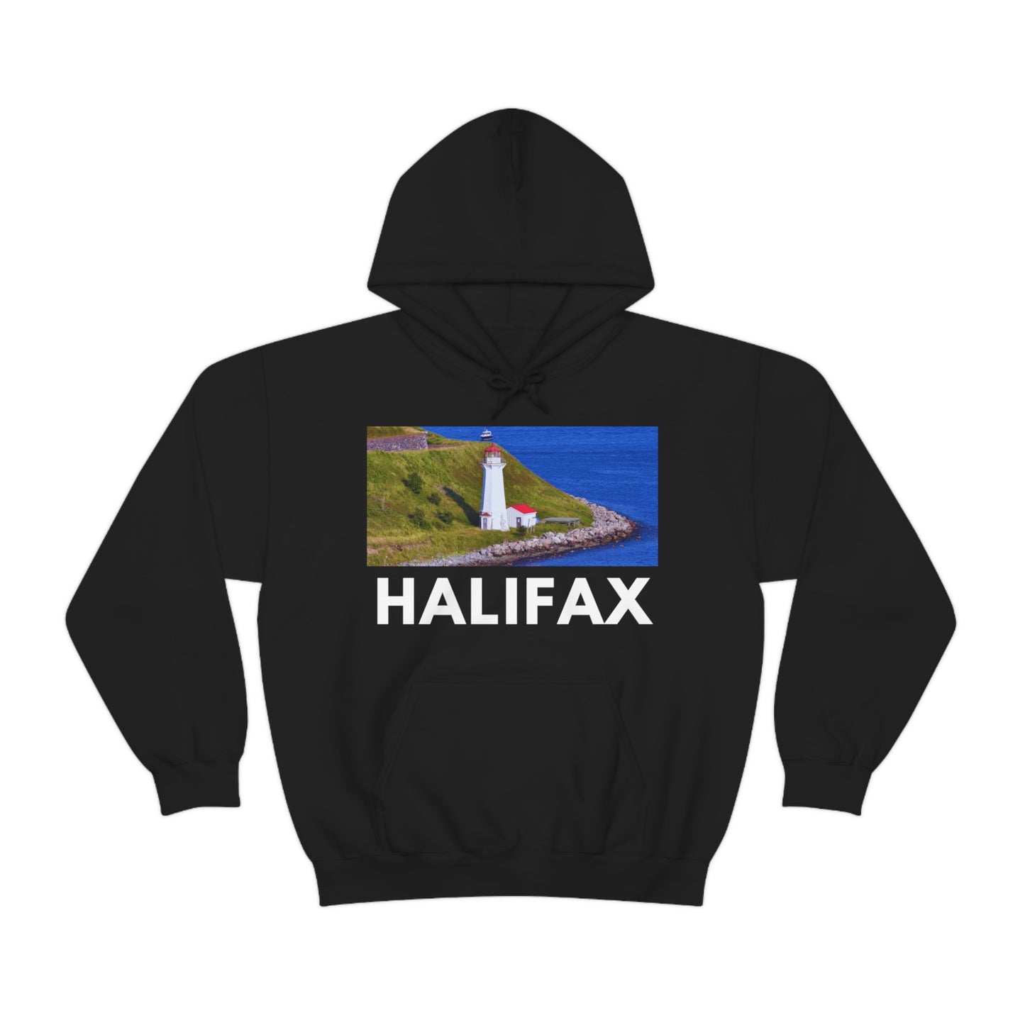 S Black Halifax Hoodie: Coastal Lighthouse from HoodySZN.com