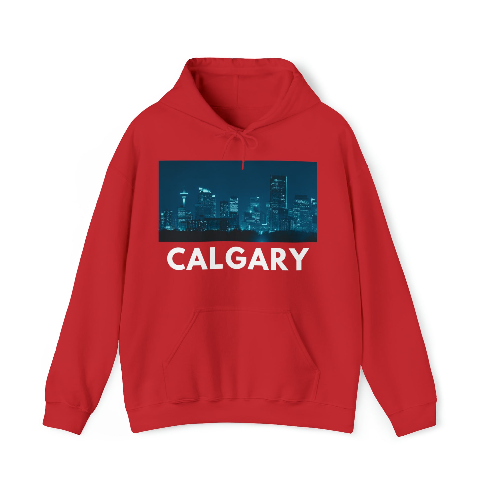 S Red Calgary Hoodie: Downtown at Dusk from HoodySZN.com