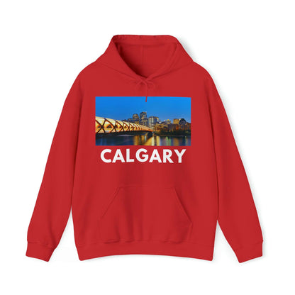 S Red Calgary Hoodie: Cityscape from HoodySZN.com