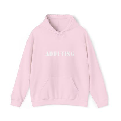 S Light Pink Adulting Hoodie from HoodySZN.com