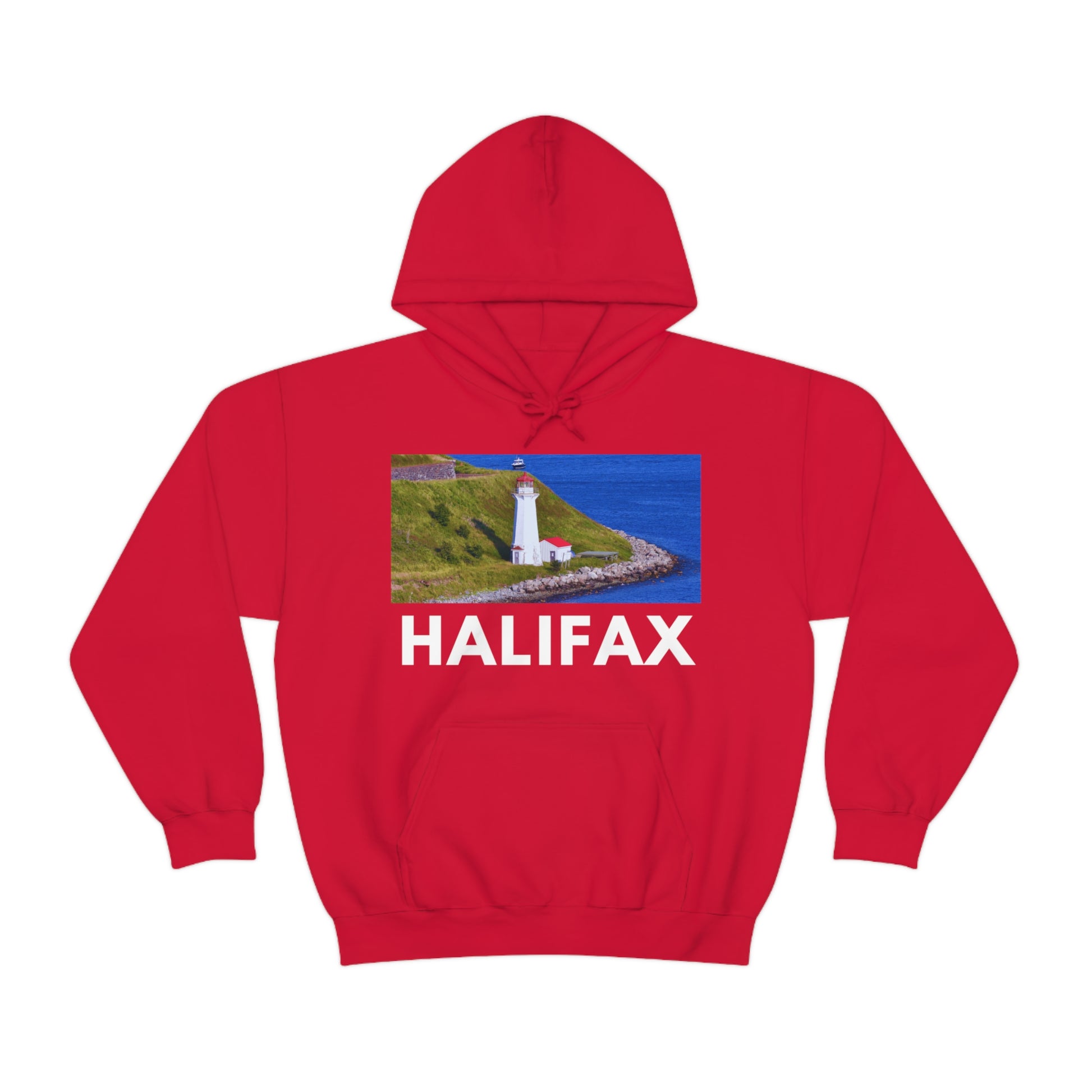 S Red Halifax Hoodie: Coastal Lighthouse from HoodySZN.com