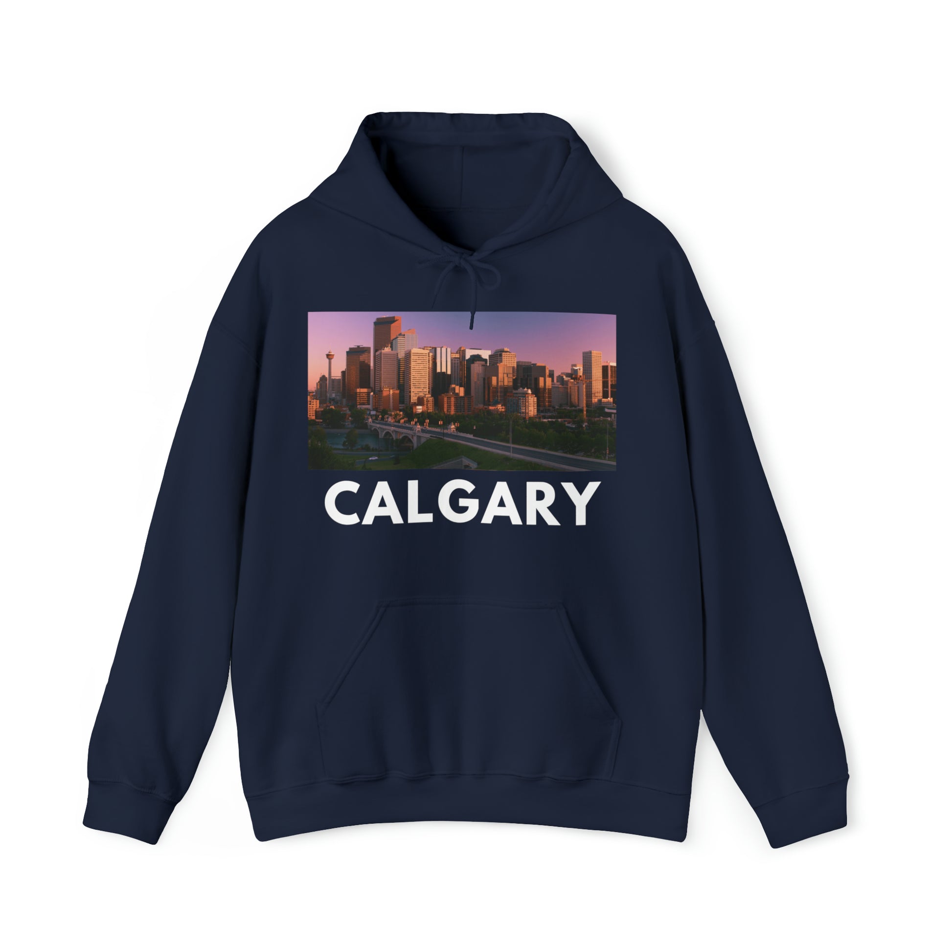 L Navy Calgary Hoodie: Downtown at Sunset from HoodySZN.com
