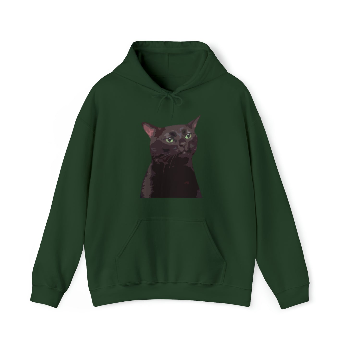 S Forest Green Black Cat Zoning Out Hoodie from HoodySZN.com